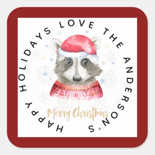 Racoon Christmas Festive Holidays Gift Labels Cute