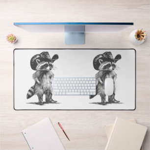 Racoon Cowboy Funny Racoon Graphic Meme Men Women Desk Mat
