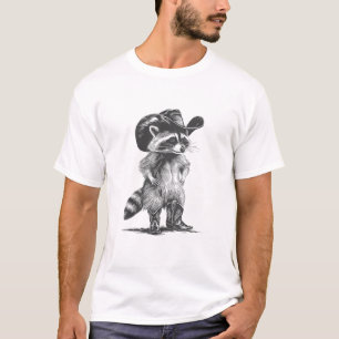 Racoon Cowboy Funny Racoon Graphic Meme Men Women T-Shirt