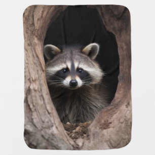 Racoon in Tree Cave  Baby Blanket