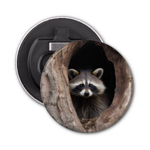Racoon in Tree Cave Bottle Opener