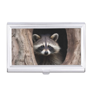 Racoon in Tree Cave  Business Card Case