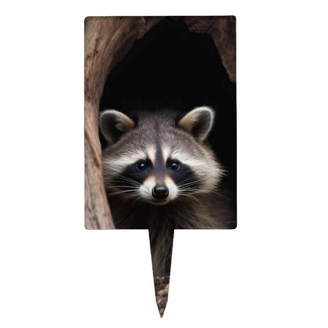 Racoon in Tree Cave  Cake Topper (Front)