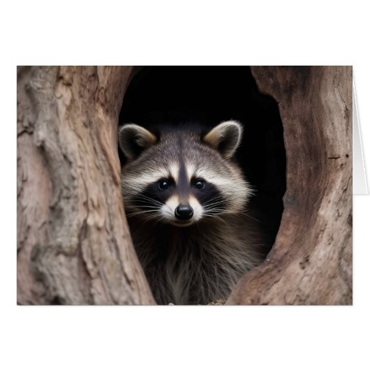 Racoon in Tree Cave  Cards (Front Horizontal)