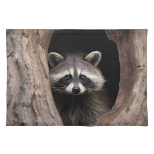 Racoon in Tree Cave Cloth Placemat