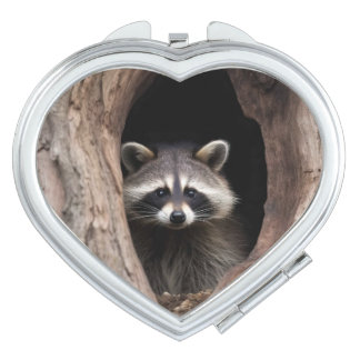 Racoon in Tree Cave Compact Mirror