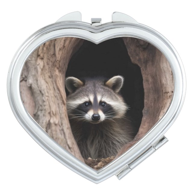 Racoon in Tree Cave  Compact Mirror (Front)