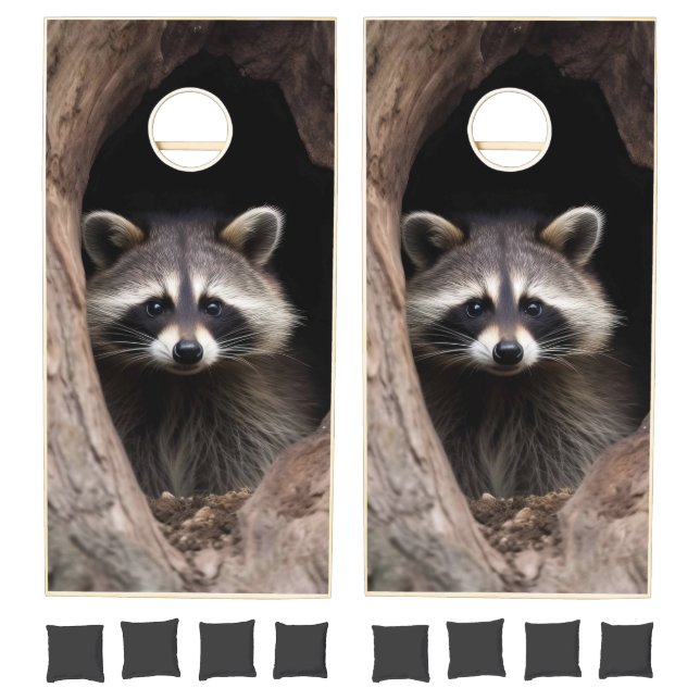Racoon in Tree Cave  Cornhole Set (Set)