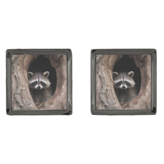 Racoon in Tree Cave Cufflinks