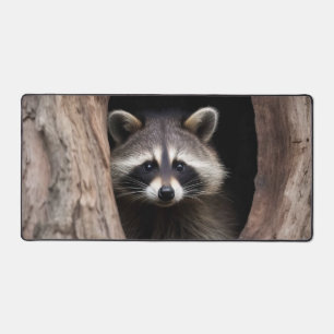 Racoon in Tree Cave Desk Mat