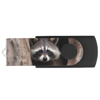 Racoon in Tree Cave  Flash Drive