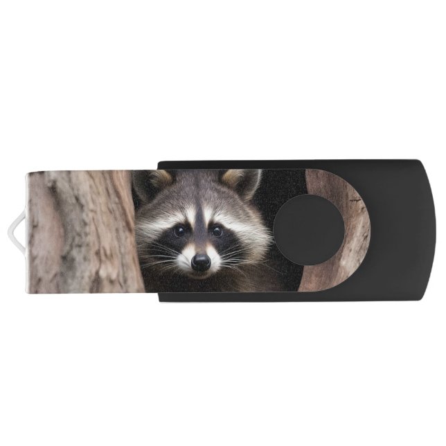 Racoon in Tree Cave  Flash Drive (Back)