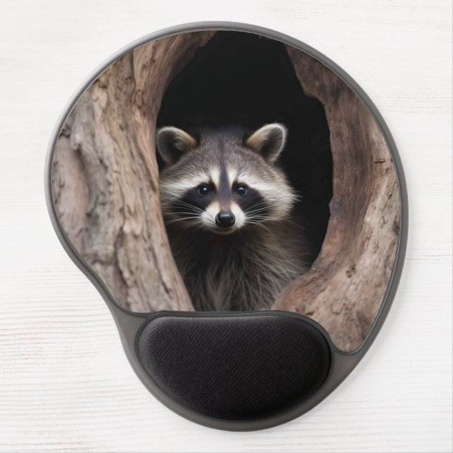 Racoon in Tree Cave  Gel Mouse Pad (Front)