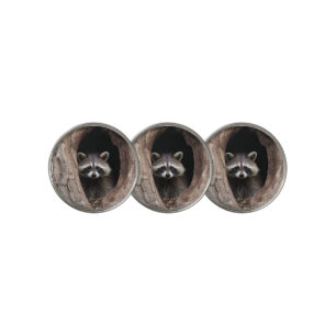 Racoon in Tree Cave Golf Ball Marker