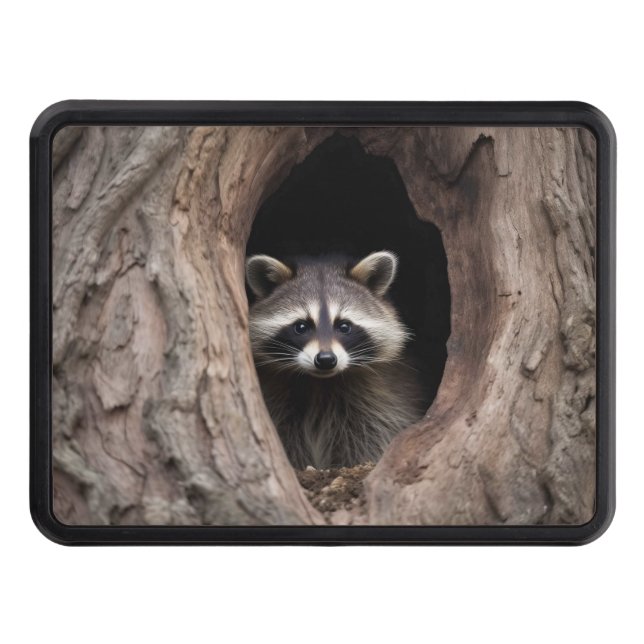 Racoon in Tree Cave  Hitch Cover (Front)