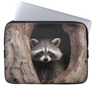 Racoon in Tree Cave Laptop Sleeve