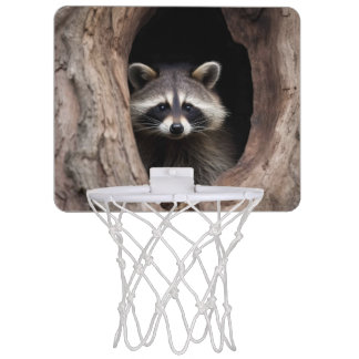 Racoon in Tree Cave Mini Basketball Hoop