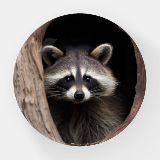 Racoon in Tree Cave  Paperweight