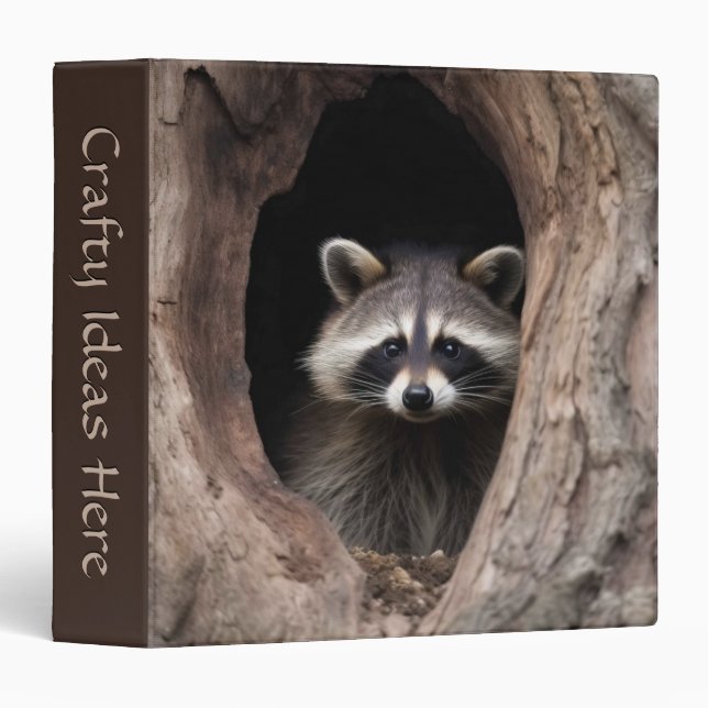 Racoon in Tree Cave Personal 3 Ring Binder (Front/Spine)