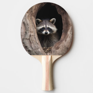 Racoon in Tree Cave Ping Pong Paddle