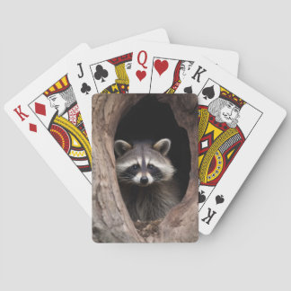Racoon in Tree Cave Poker Cards