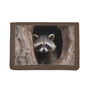 Racoon in Tree Cave  Tri-fold Wallet
