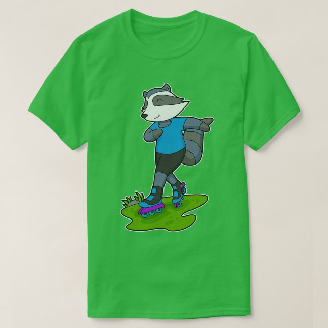 Racoon Inline skating Roller skates T-Shirt (Design Front)