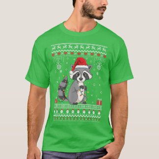 Racoon Lovers design Xmas Lights Cute Raccoon Chri T-Shirt