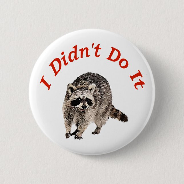 Racoon Pinback Button (Front)