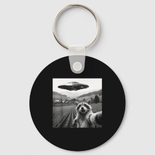 Racoon Selfie With Alien Ufo Funny Racoon Alien Bi Keychain