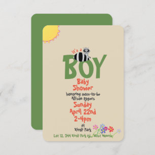 Racoon w/Squirrel Boy Baby Shower Invitations