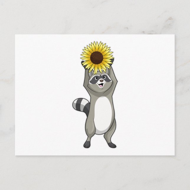 Racoon with Sunflower Postcard (Front)