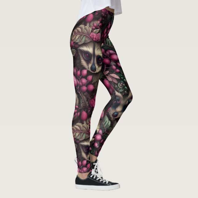 Racoons in the Raspberries leggings - Cute (Right)