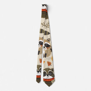 Racoons Watercolor Custom Pattern Neck Tie