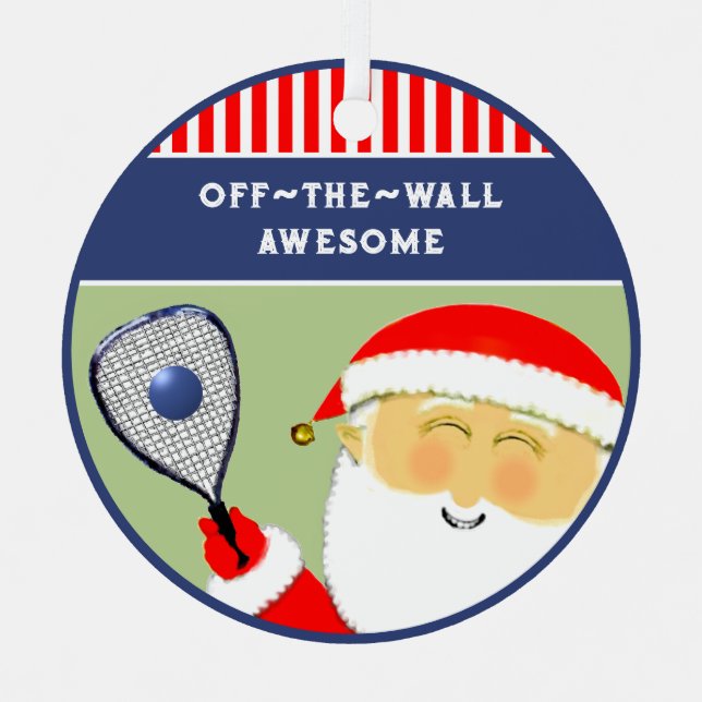 Racquetball Christmas Collectible Metal Ornament (Front)