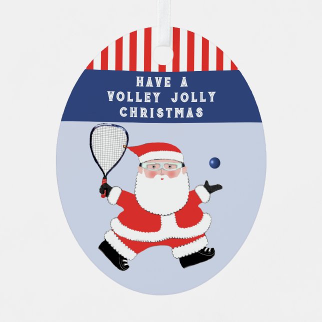 Racquetball Christmas Collectible Metal Ornament (Front)