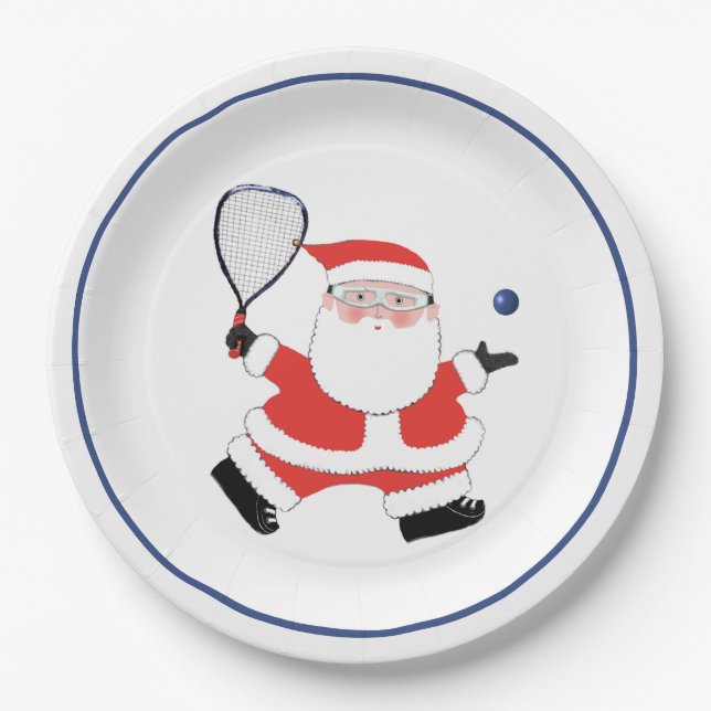 Racquetball Christmas Holiday Party Paper Plates (Front)