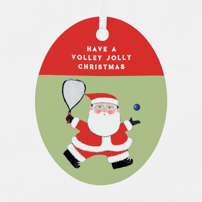 Racquetball Christmas Keepsake Metal Ornament (Front)