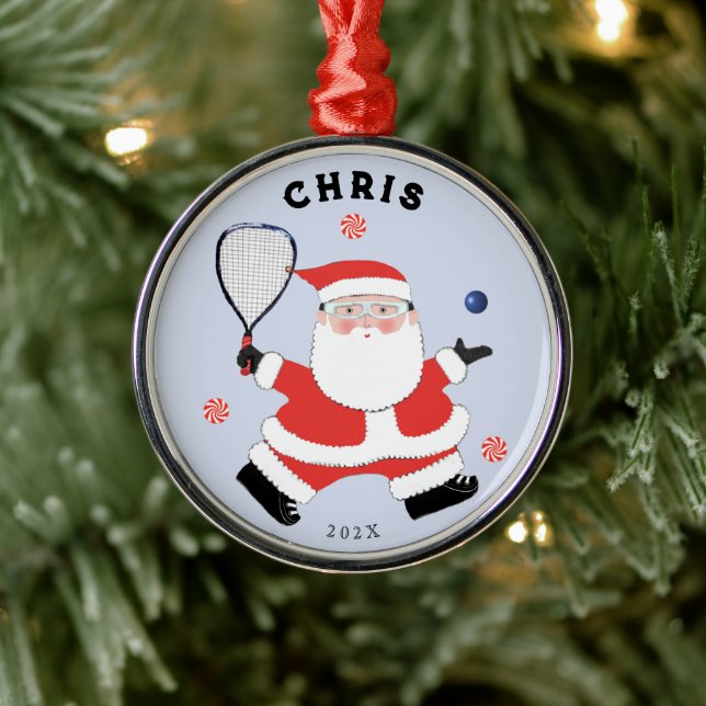Racquetball Holiday Keepsake Gift Metal Ornament (Tree)