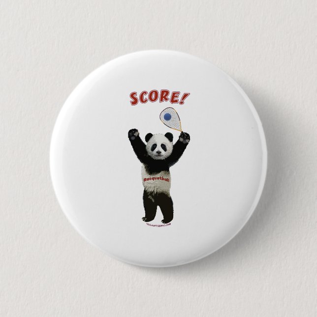 Racquetball Panda Score Pinback Button (Front)