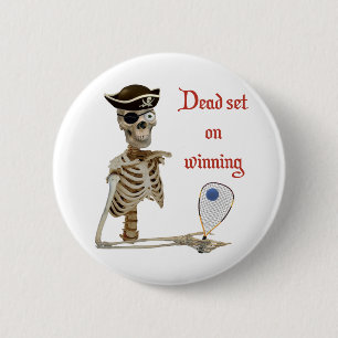 Racquetball Pirate Dead Pinback Button