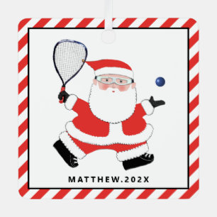 Racquetball Player Christmas Metal Ornament