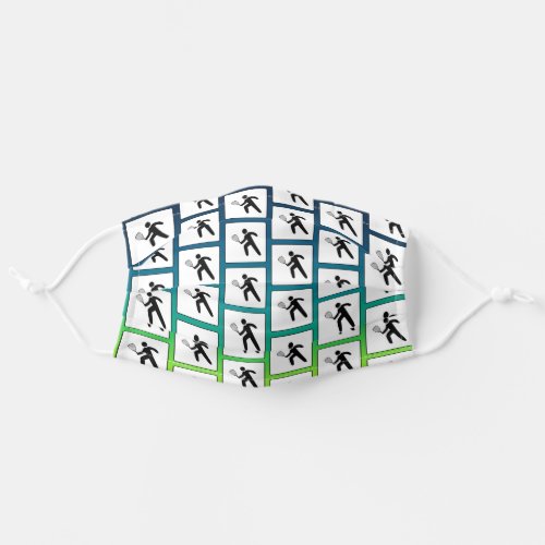 Racquetball Player Street Sign Pattern on Blue Adult Cloth Face Mask