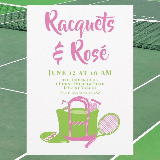  Racquets & Rosé Tennis Party / Preppy Cocktail Invitation (Creator Uploaded)