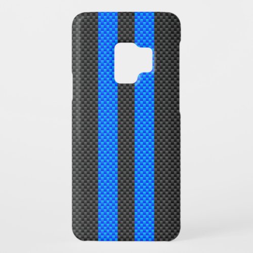 Racy Blue Carbon Fiber Style Racing Stripes Case_Mate Samsung Galaxy S9 Case
