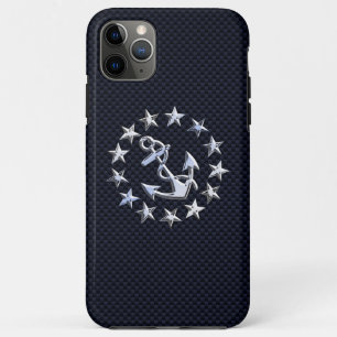 Racy Carbon Fiber Nautical Chrome Yacht Flag Print iPhone 11 Pro Max Case