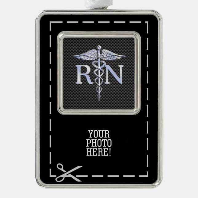 Racy Registered Nurse RN Silver Caduceus Snakes Ornament (Front)