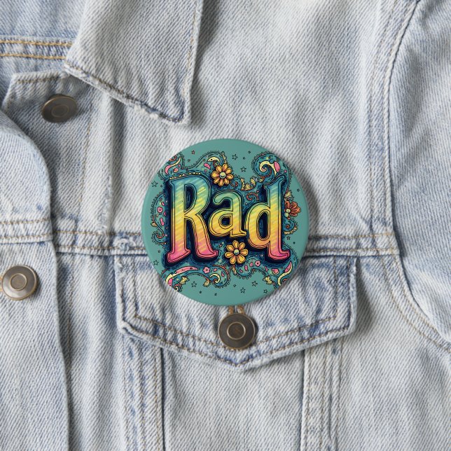 Rad 70s Groovy Psychedelic Aesthetic Button (In Situ)