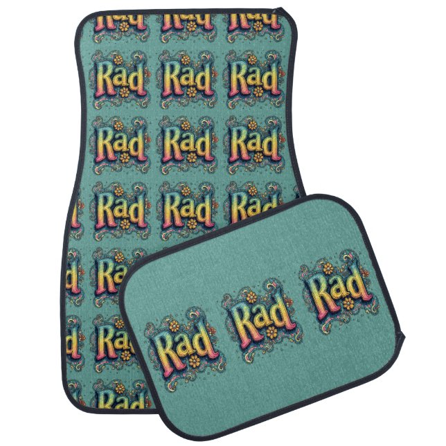 Rad 70s Groovy Psychedelic Aesthetic Car Floor Mat (Set)