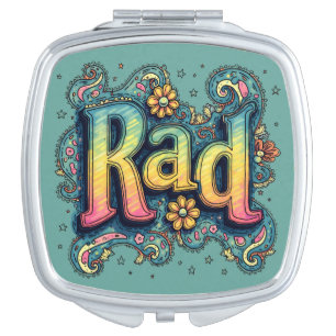 Rad 70s Groovy Psychedelic Aesthetic Compact Mirror